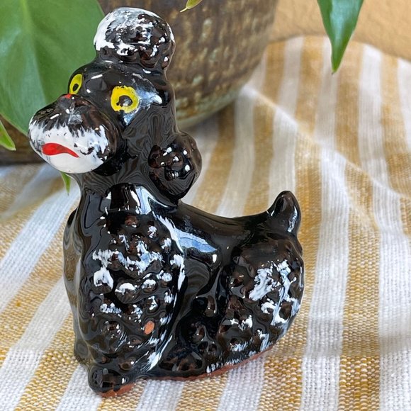 Vintage Japan Redware Poodle Dog 3 1/2" Tall - Picture 1 of 7